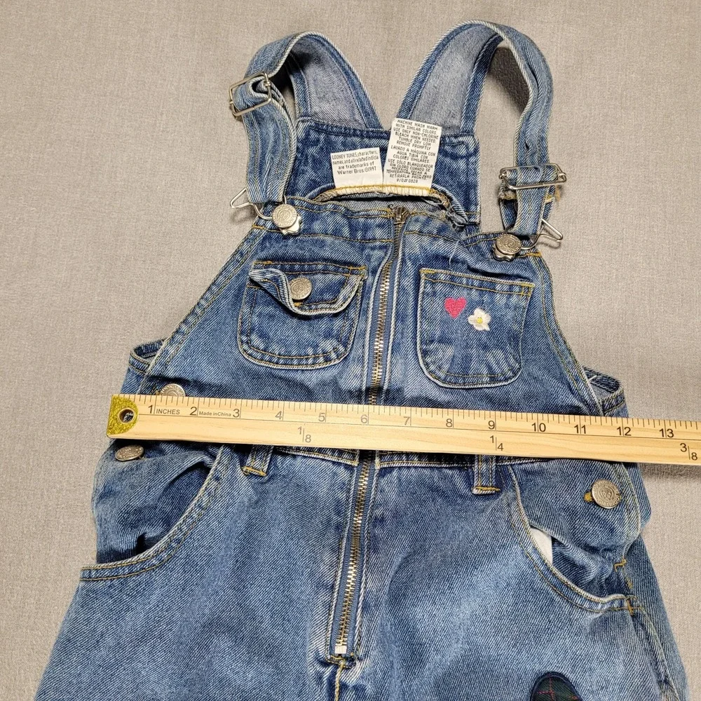 Vintage Looney Tunes TWEETY BIRD Bib Overalls Jeans Youth Size 6X Farmer 1997